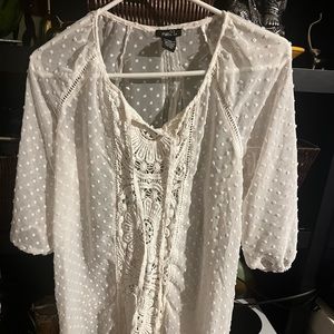 See through cream blouse